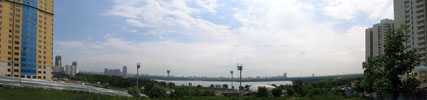 Панорамное фото. Москва. Строгино. Вид на стадион Янтарь