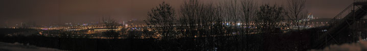 Панорамное фото. Москва. Ночной вид с Воробьевых гор.