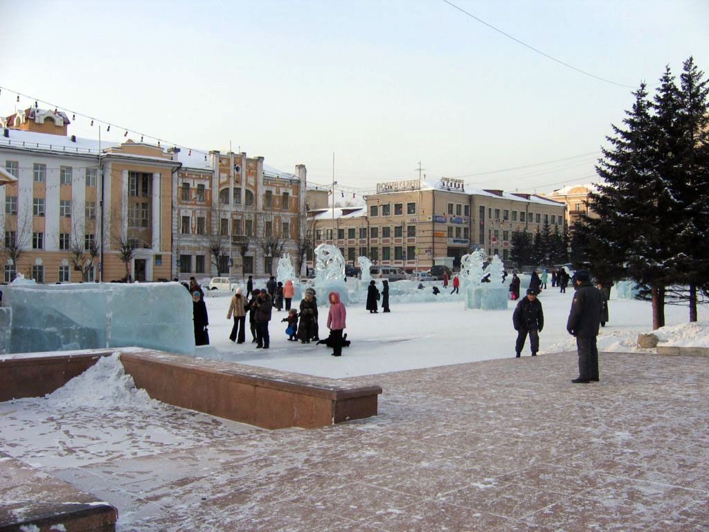 Январь 2006 Улан-Удэ. Новогодняя площадь Советов.